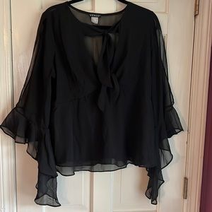 Venus sheer black bell sleeve top. Size 14
